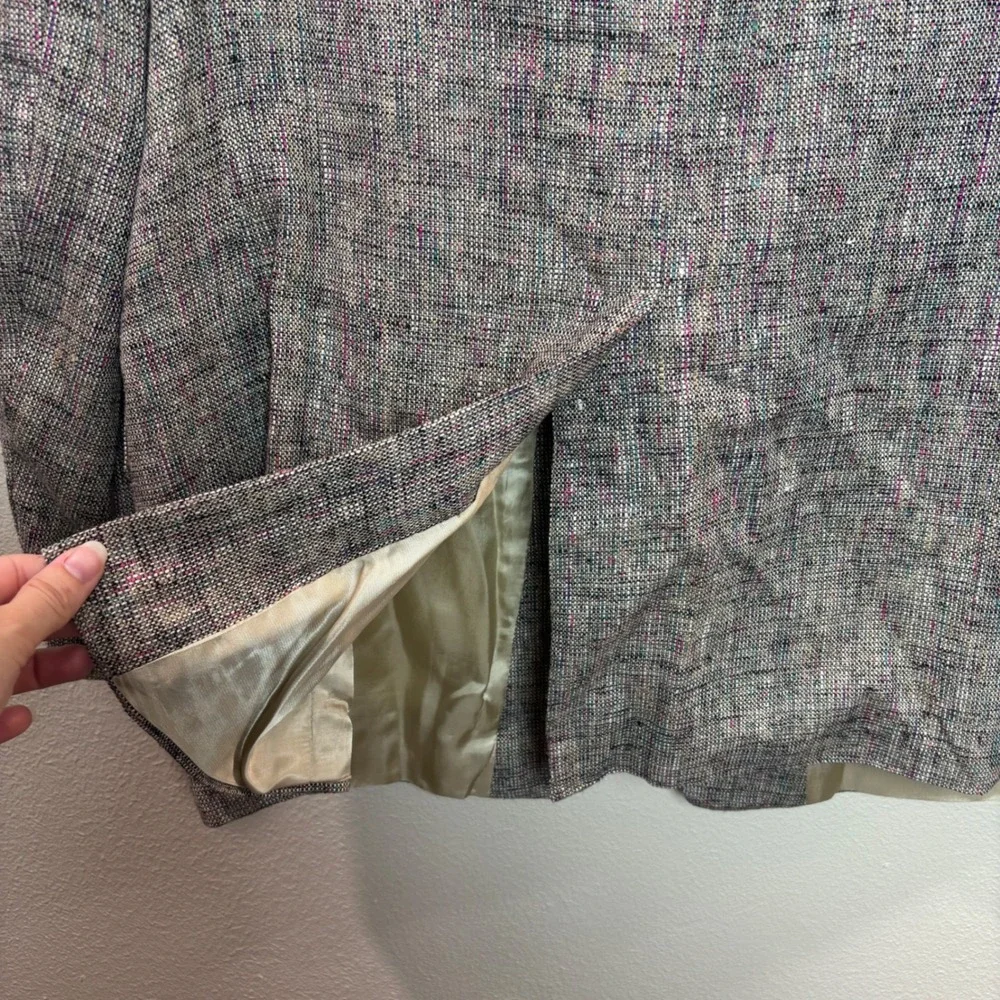 John Weitz Sport Coat Mens 44R Grey Multi 100% Silk Tweed Confetti Blazer Jacket